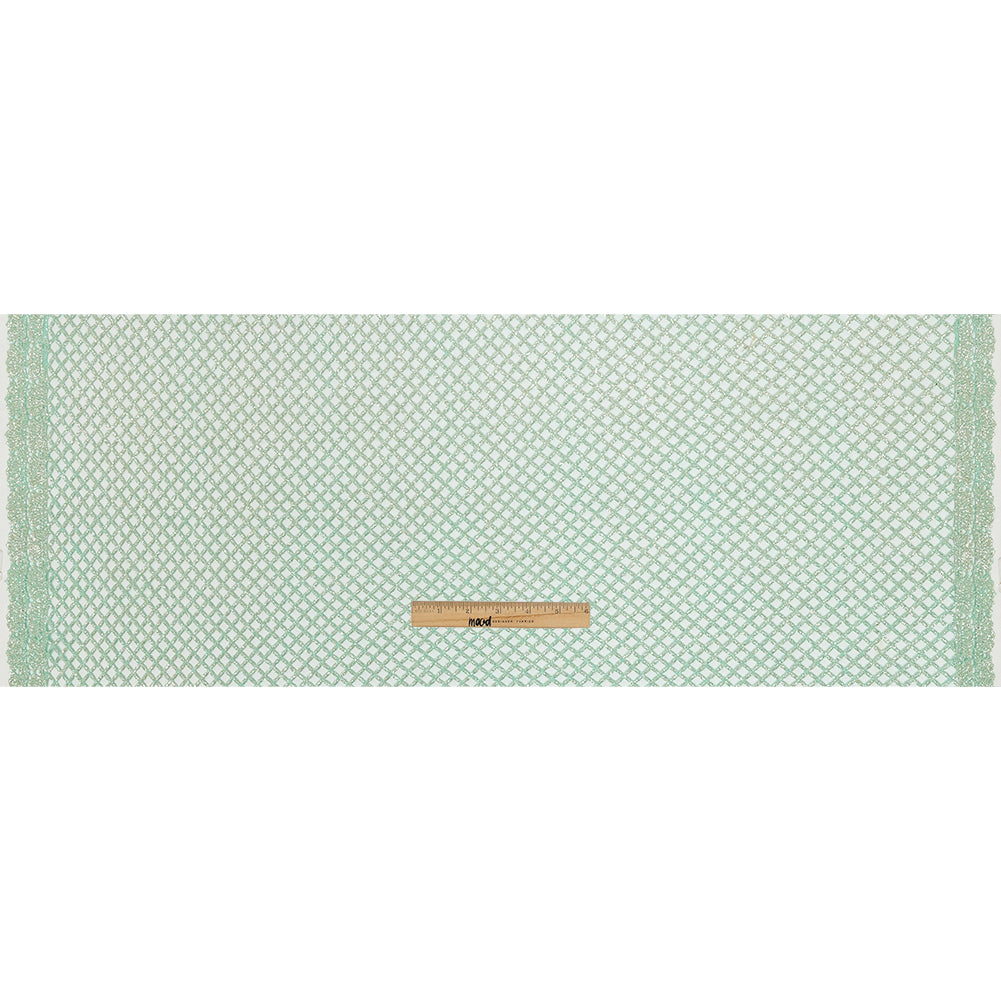 Guipure Lace with Glitter - Water Green Diamonds Folded