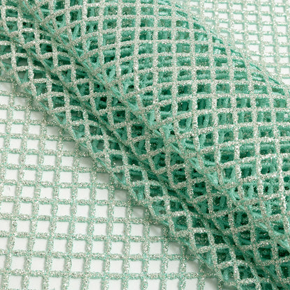 Guipure Lace with Glitter - Water Green Diamonds Detail