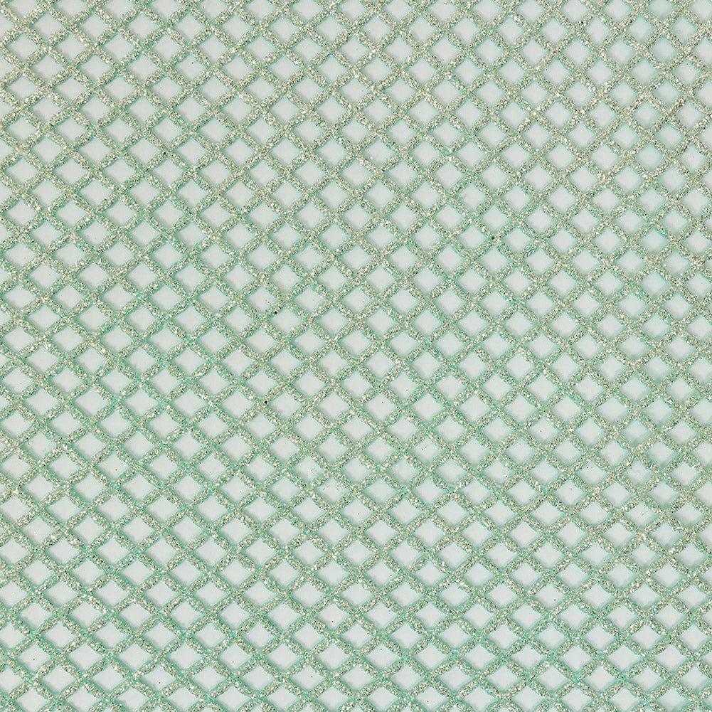 Guipure Lace with Glitter - Water Green Diamonds