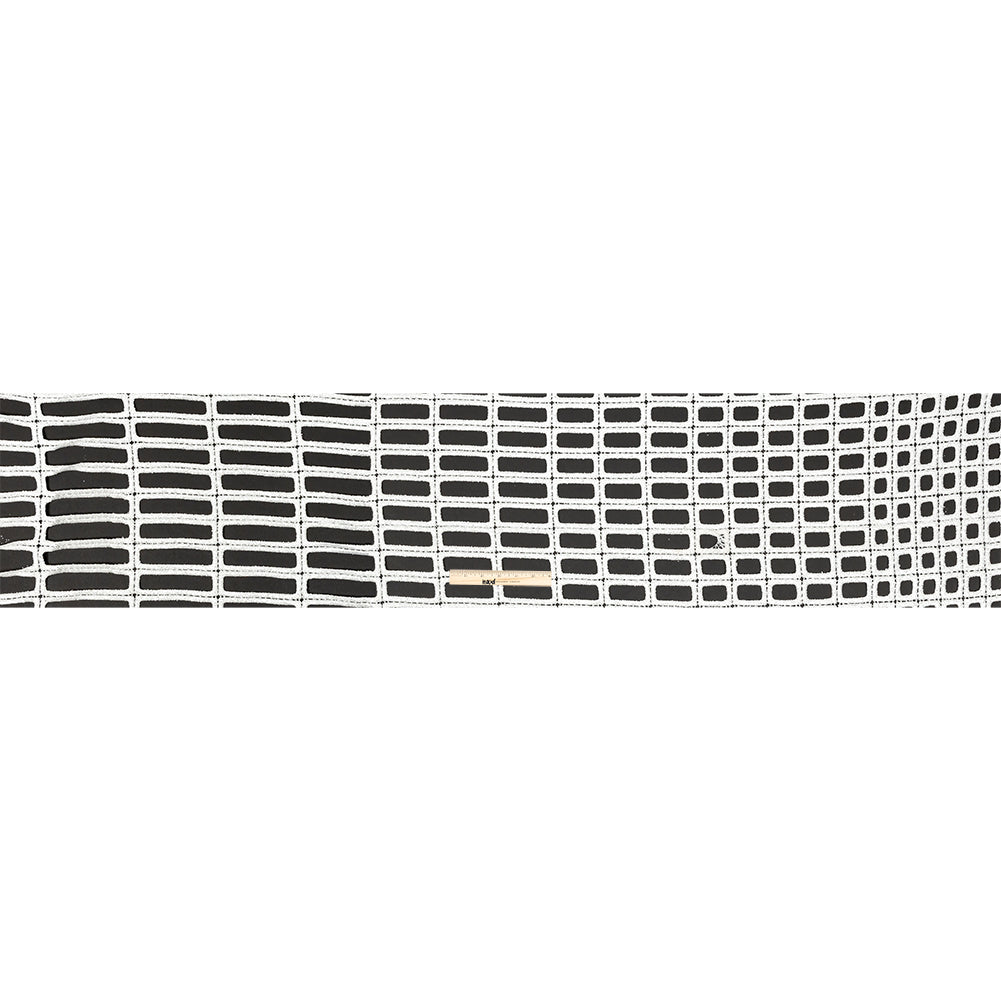 Guipure Lace with Glitter - White Gradient Rectangles Folded