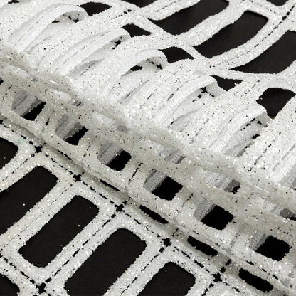 Guipure Lace with Glitter - White Gradient Rectangles Detail