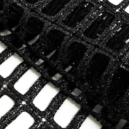 Guipure Lace with Glitter - Black Gradient Rectangles Detail
