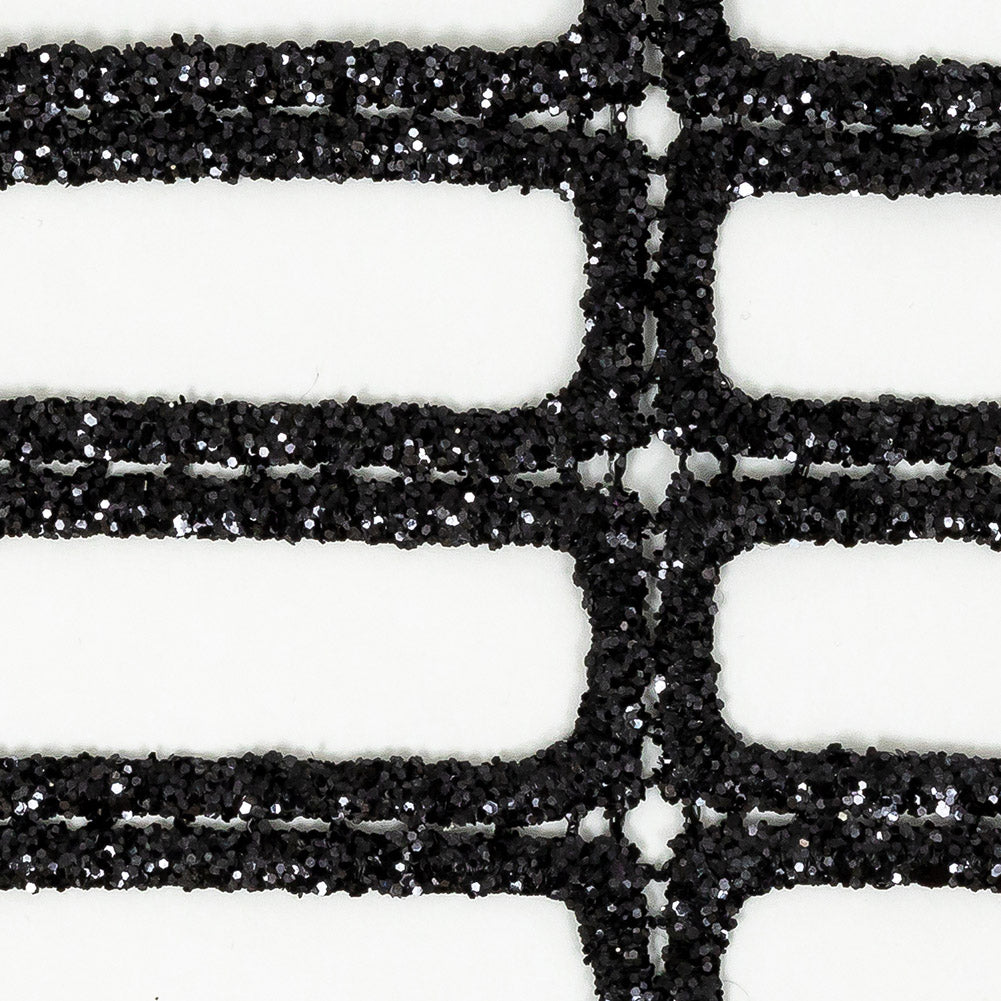 Guipure Lace with Glitter - Black Gradient Rectangles Full