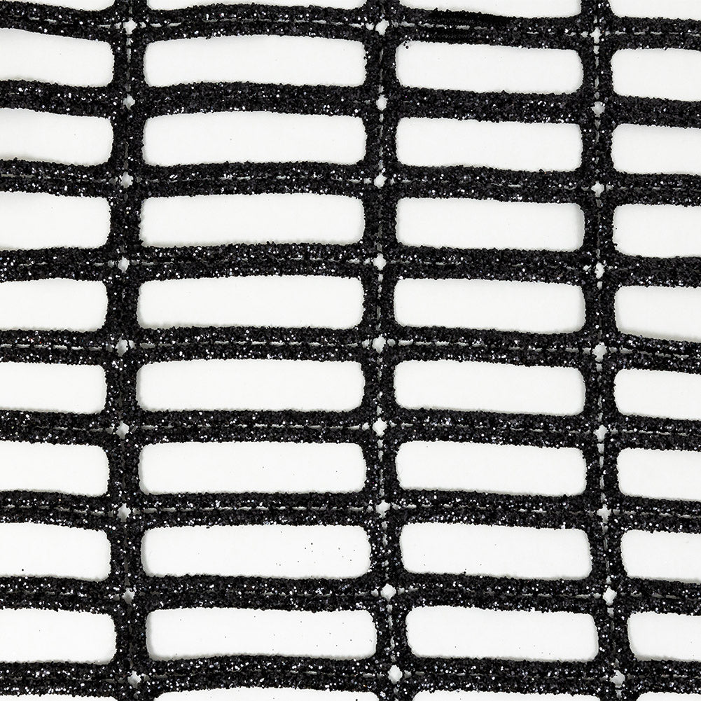 Guipure Lace with Glitter - Black Gradient Rectangles