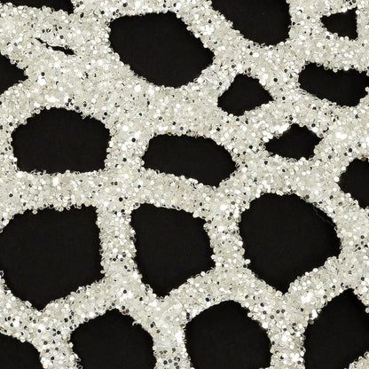 Guipure Lace with Silver Glitter Topcoat - Off-White Thick Webbing Full