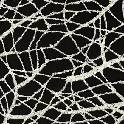 Guipure Lace with Silver Glitter Topcoat - Off-White Thin Webbing Full