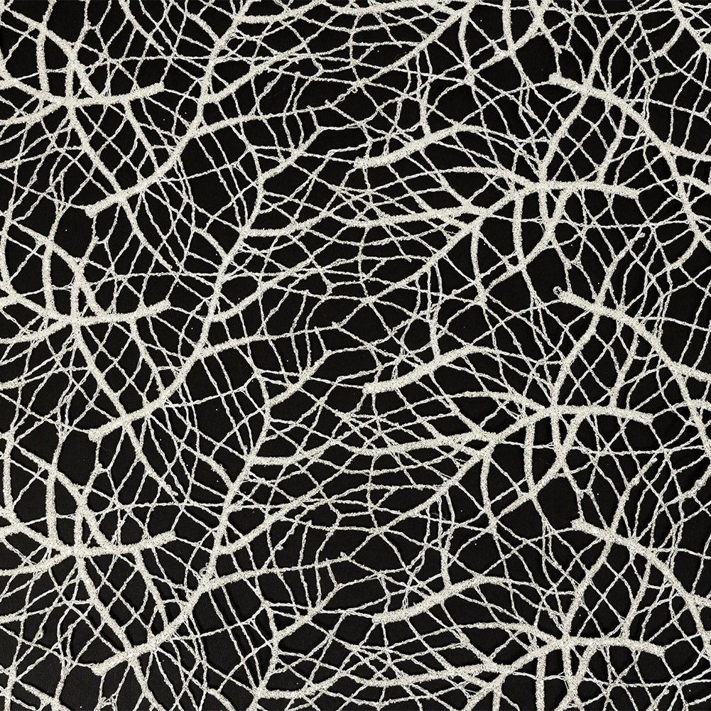 Guipure Lace with Silver Glitter Topcoat - Off-White Thin Webbing