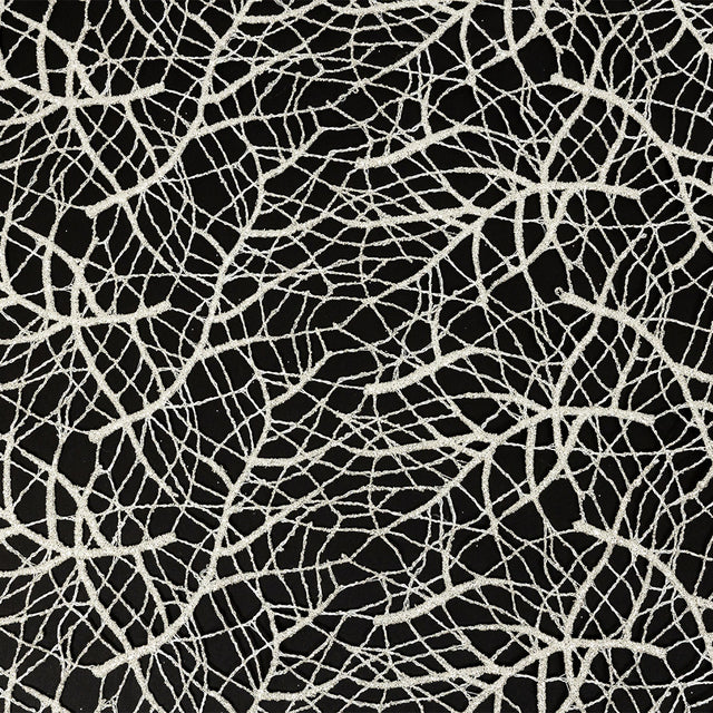 Guipure Lace with Silver Glitter Topcoat - Off-White Thin Webbing