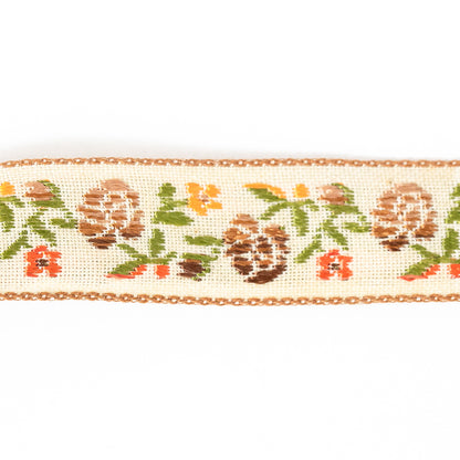 Orange Harvest and Brown Ombre Floral German Jacquard Ribbon - 0.625" Detail