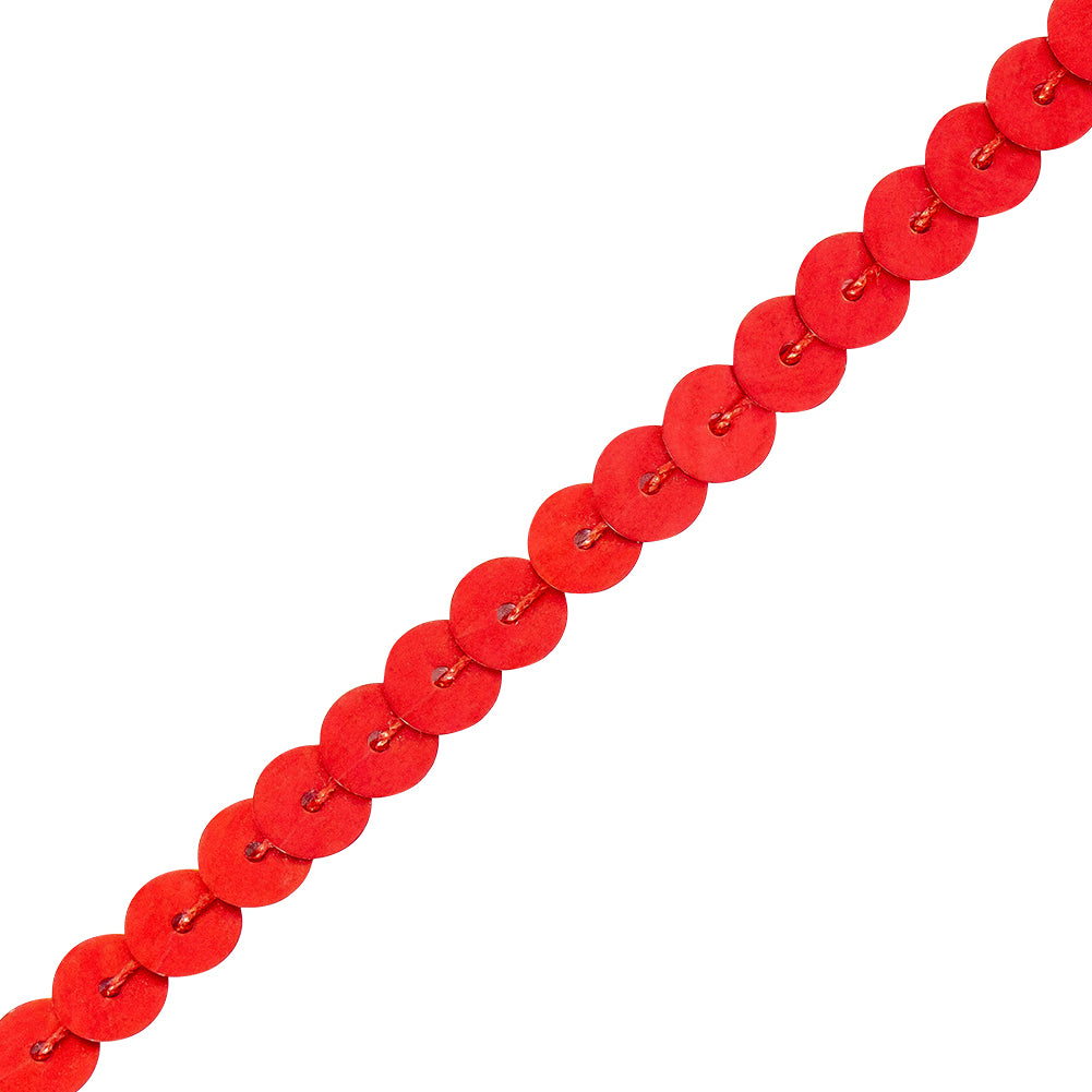 6mm Semi-Matte Candy Apple Red Sequins Trim Detail