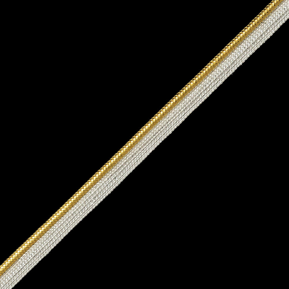 Metallic Gold Cord with Lustrous White Lip - 0.3" Detail