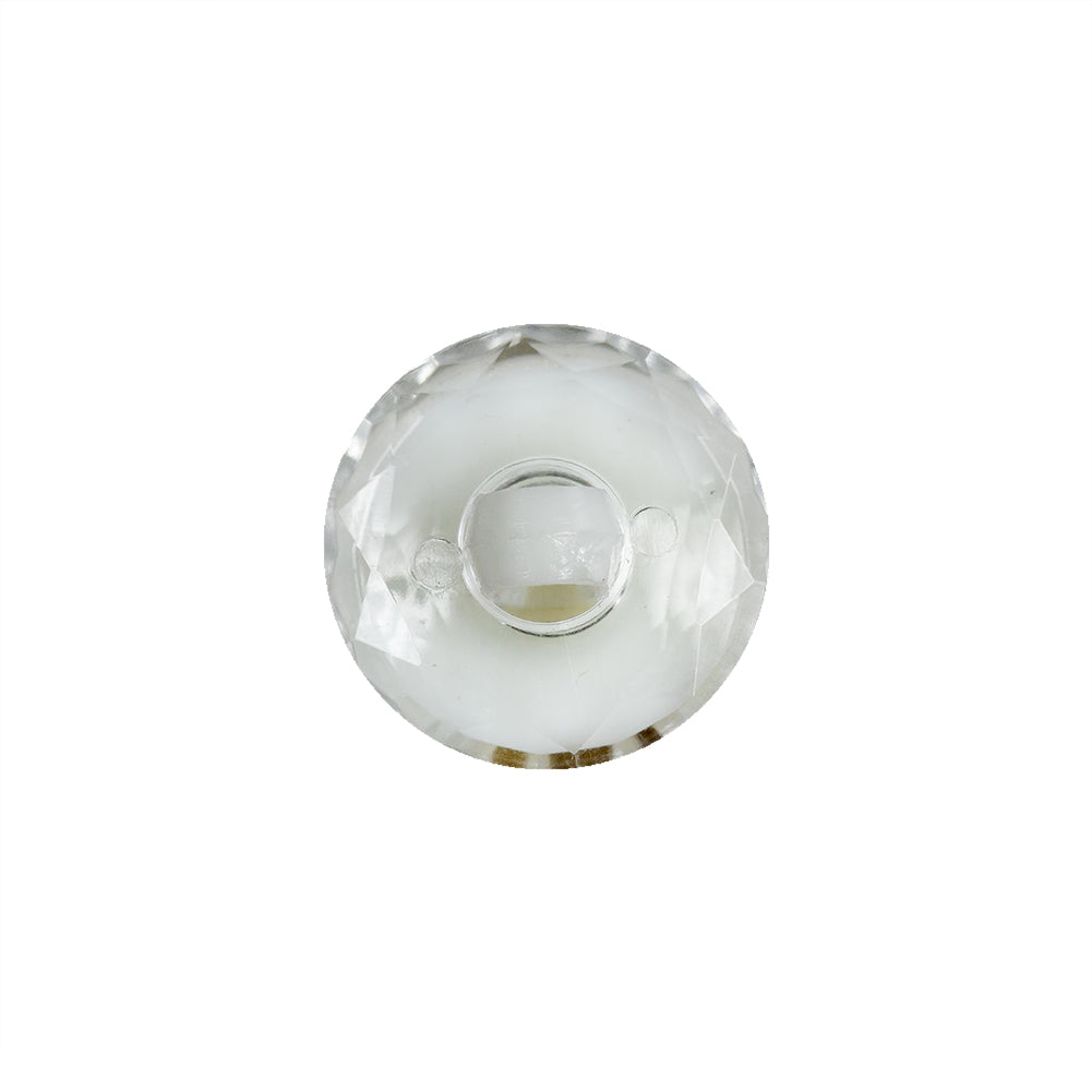 Italian White and Transparent Faceted Shank Back Button - 25L/16mm Detail