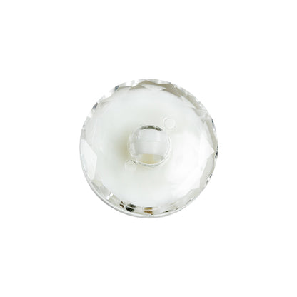 Italian White and Transparent Faceted Shank Back Button - 30L/19mm Detail