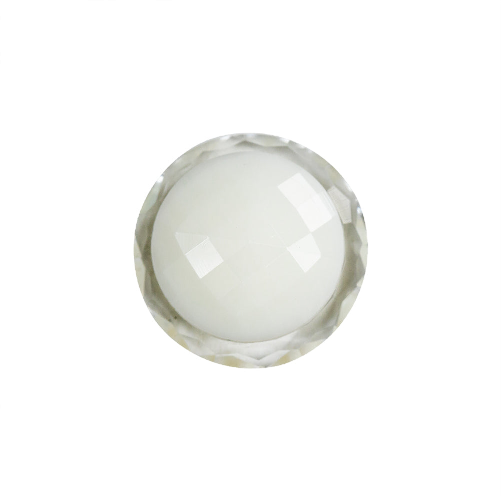 Italian White and Transparent Faceted Shank Back Button - 30L/19mm