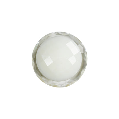 Italian White and Transparent Faceted Shank Back Button - 30L/19mm