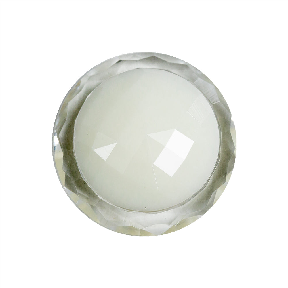 White and Transparent 2-Piece Faceted Shank Back Button - 36L/23mm