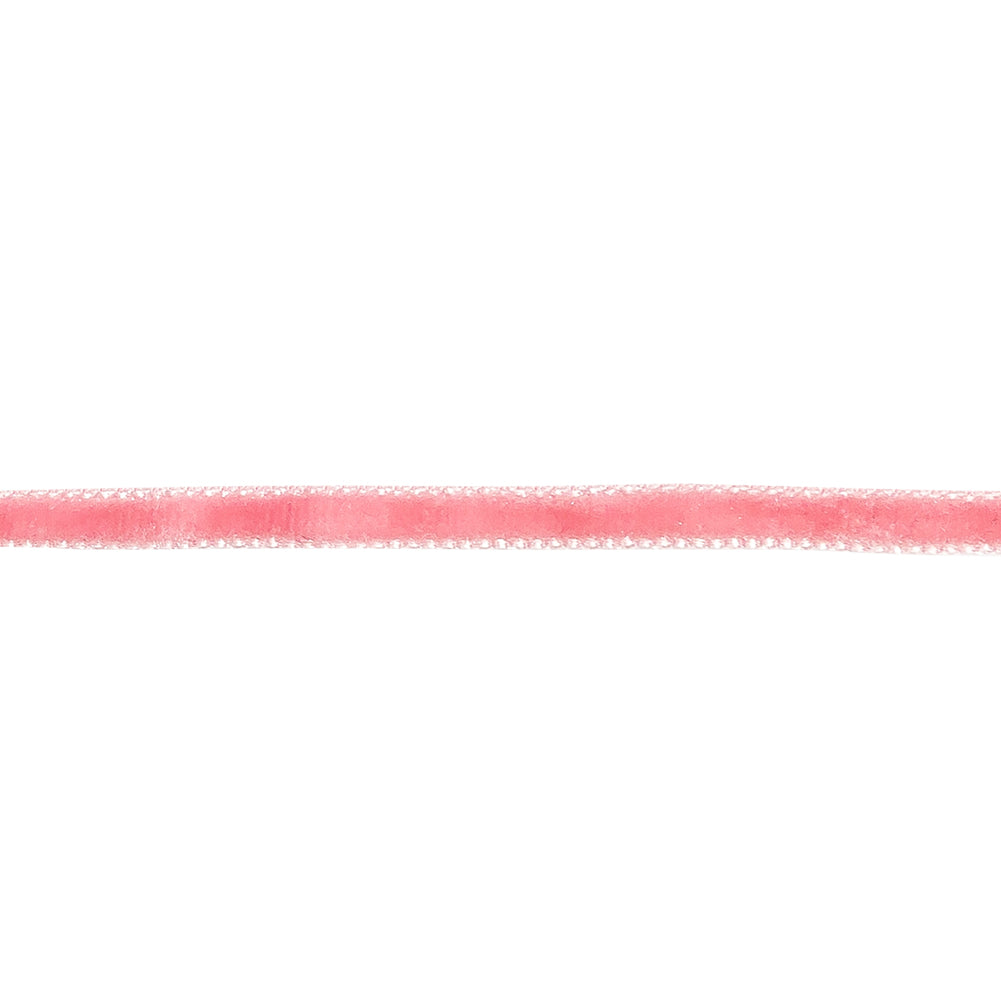 Bubblegum Pink Single Face Velvet Ribbon - 0.125" Detail