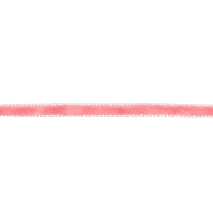 Bubblegum Pink Single Face Velvet Ribbon - 0.125" Detail