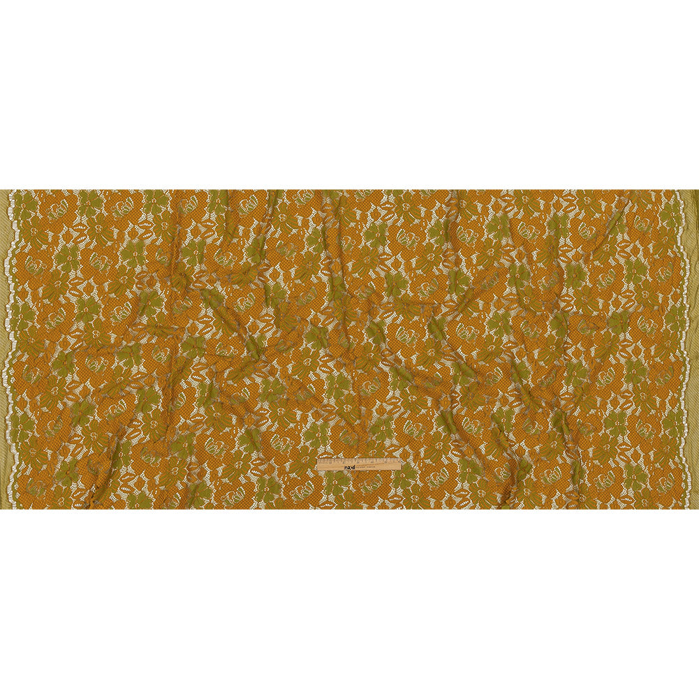 Re-Embroidered Lace - Mustard and Lime Two-Tone Floral Full