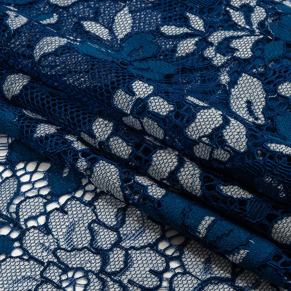 Corded Lace Panel - Cobalt and White Floral Folded