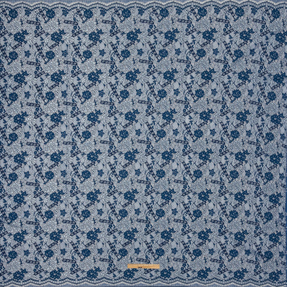 Corded Lace Panel - Cobalt and White Floral Full