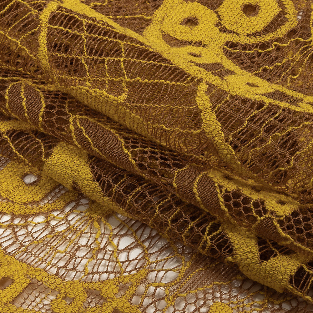 Lace Panel - Yellow and Brown Foliage Folded