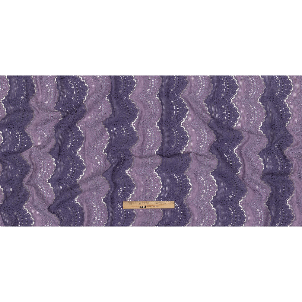 Corded Lace - Lilac and Dusty Purple Two-Tone All-Over Scallops Full