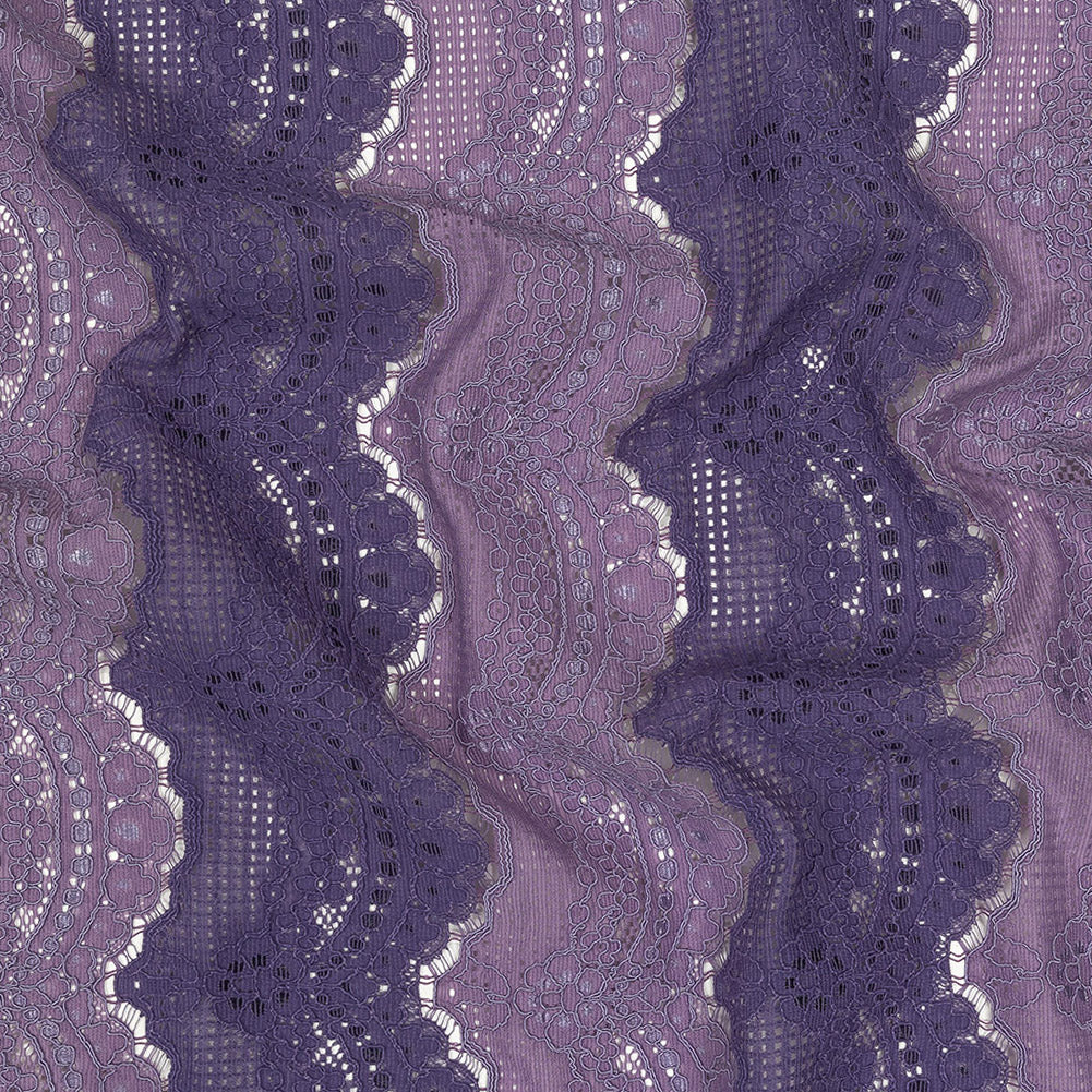 Corded Lace - Lilac and Dusty Purple Two-Tone All-Over Scallops