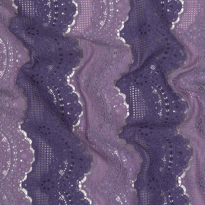 Corded Lace - Lilac and Dusty Purple Two-Tone All-Over Scallops