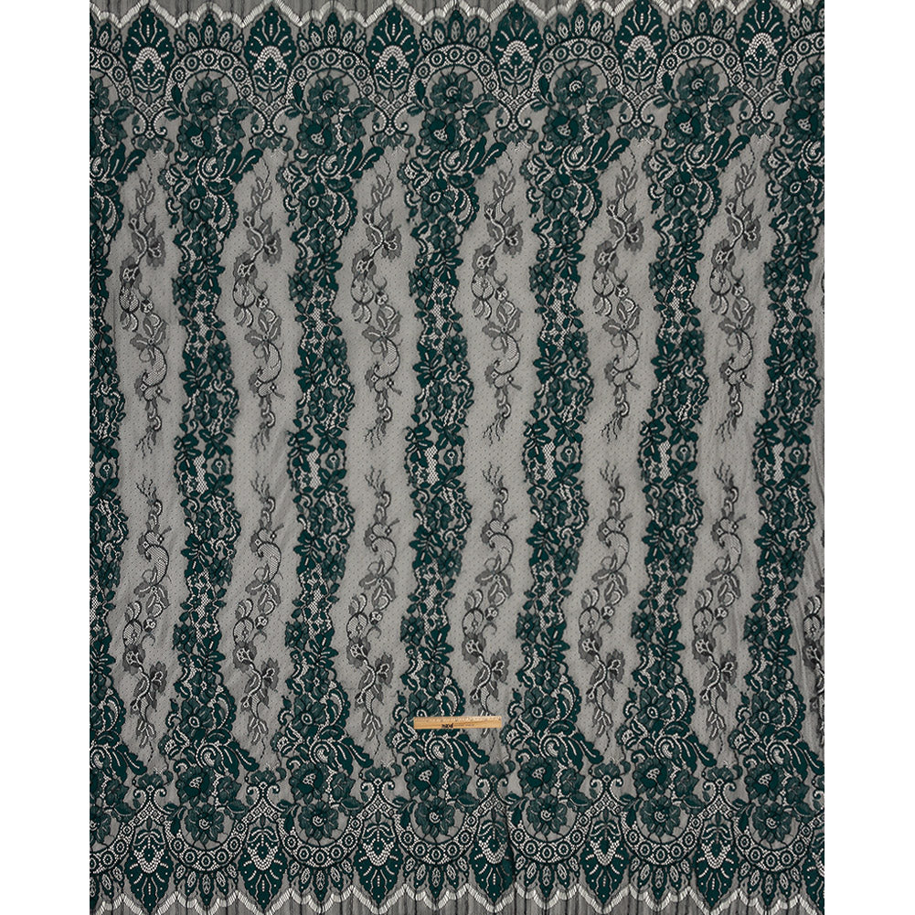 Corded Lace Panel - Teal and Black Floral Full