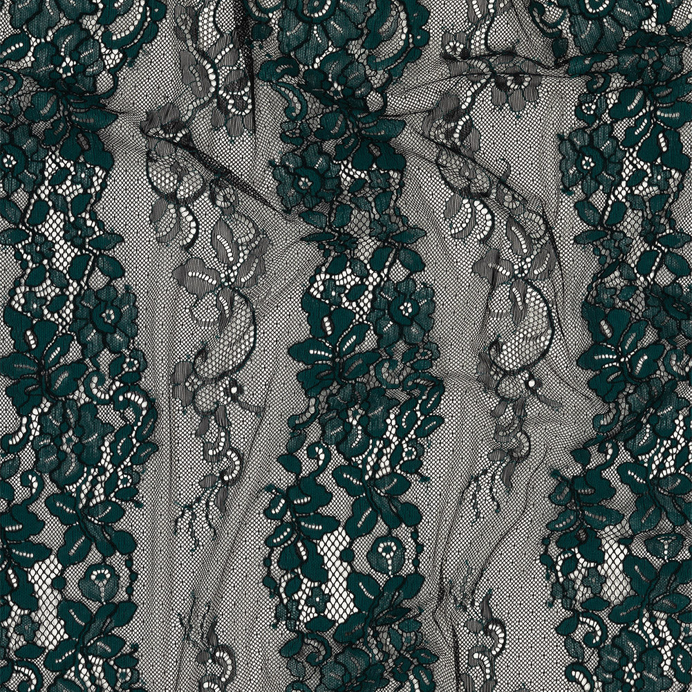 Corded Lace Panel - Teal and Black Floral