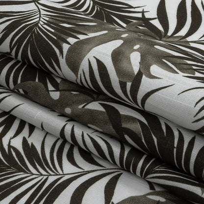 Slubbed Organic Cotton Woven - Major Brown Tropical Leaves - Santos Collection Folded