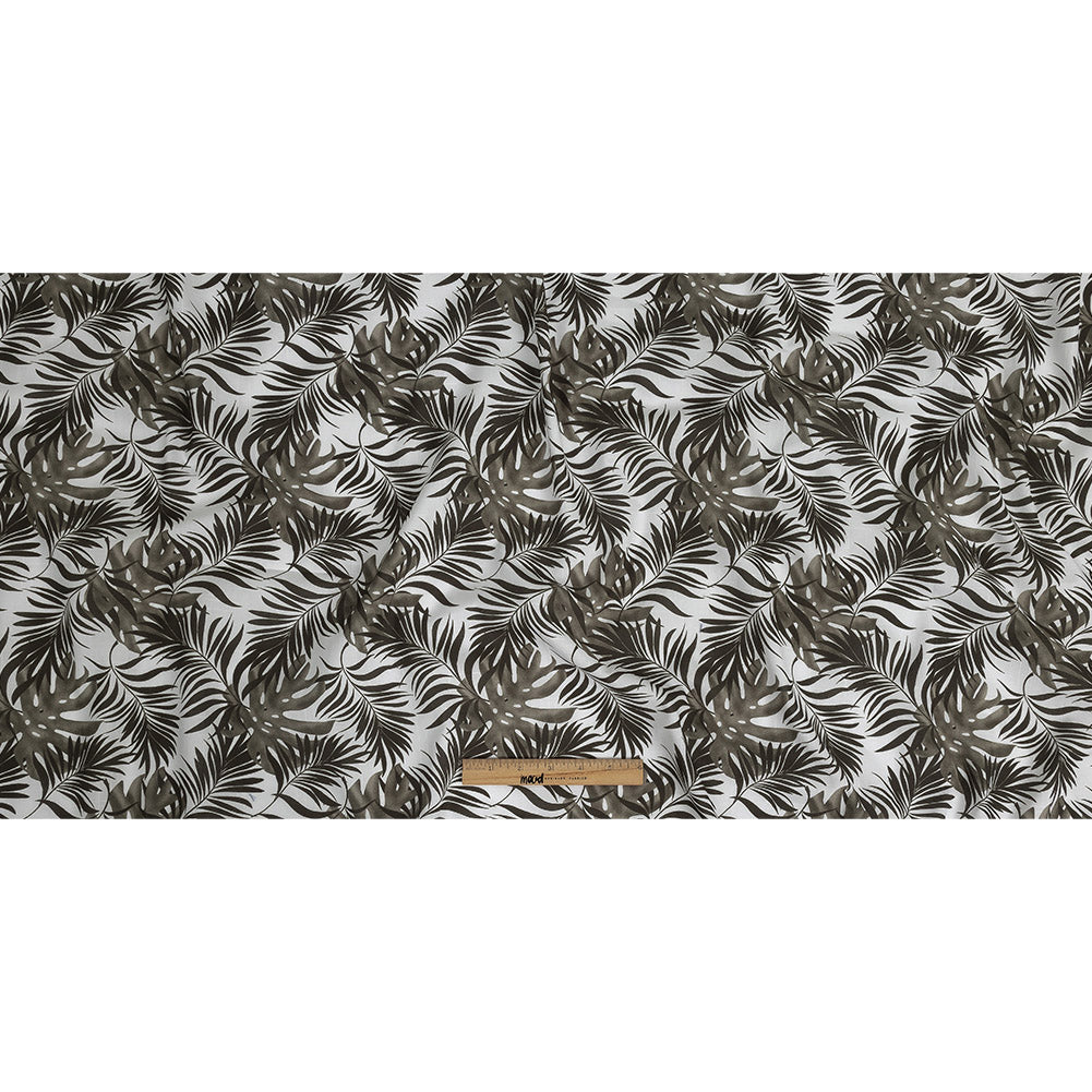 Slubbed Organic Cotton Woven - Major Brown Tropical Leaves - Santos Collection Full