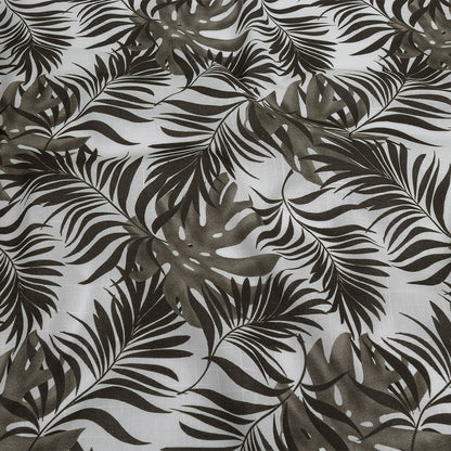 Slubbed Organic Cotton Woven - Major Brown Tropical Leaves - Santos Collection