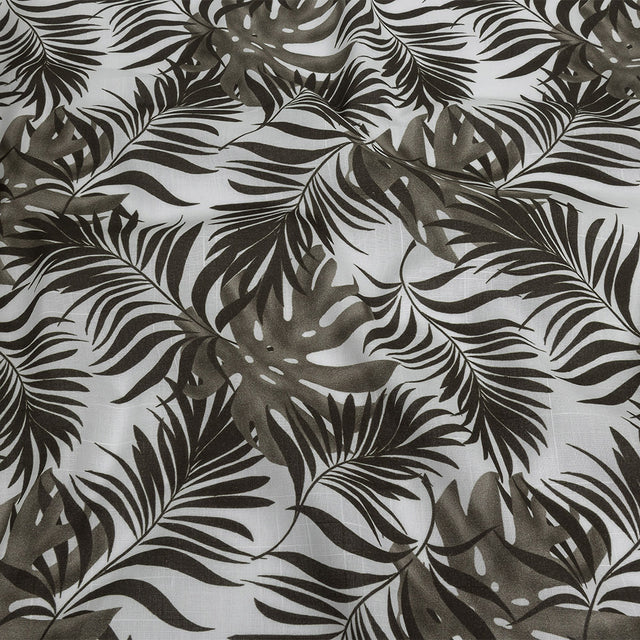 Slubbed Organic Cotton Woven - Major Brown Tropical Leaves - Santos Collection