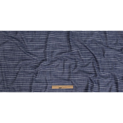 Navy and White Striped Organic Cotton Dobby Folded