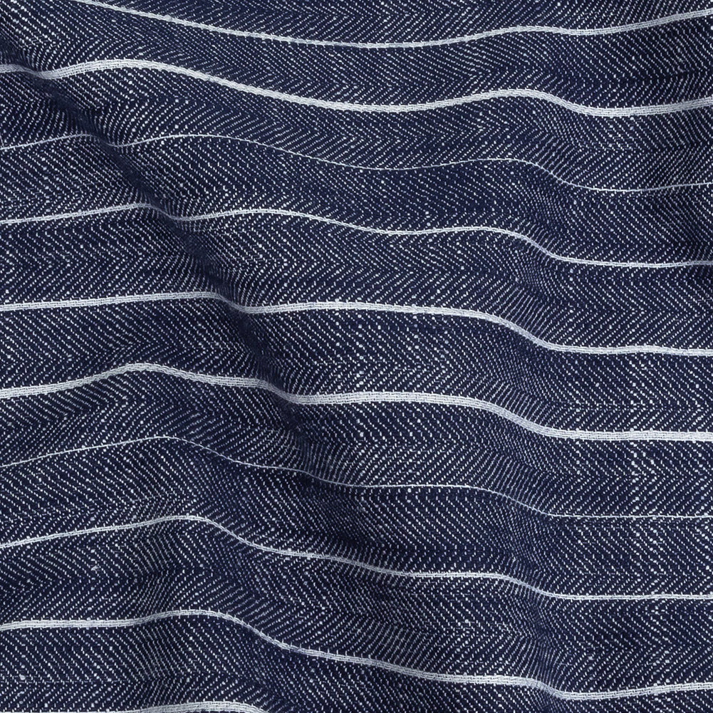 Navy and White Striped Organic Cotton Dobby Full