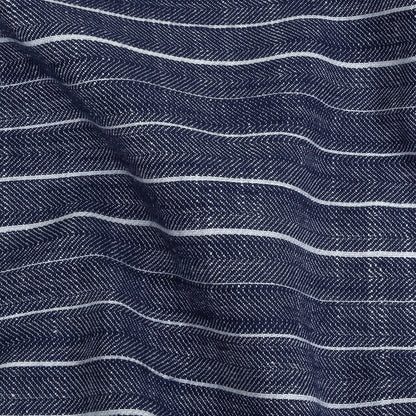 Navy and White Striped Organic Cotton Dobby Full