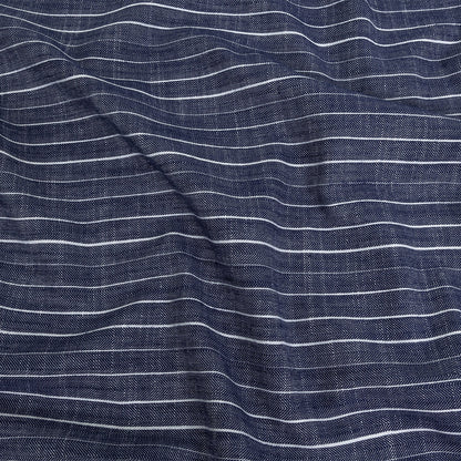 Navy and White Striped Organic Cotton Dobby