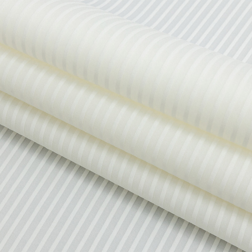 Star White and Cannoli Cream Tonal Stripes Stretch Neoprene Folded