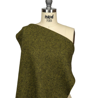 Boiled Wool Coating Fabric - Chartreuse Marbled - Ketil Collection