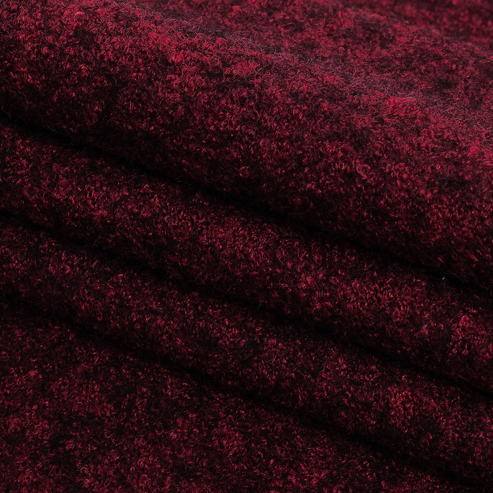 Boiled Wool Coating Fabric - Marbled Windsor Wine Red - Ketil Collection