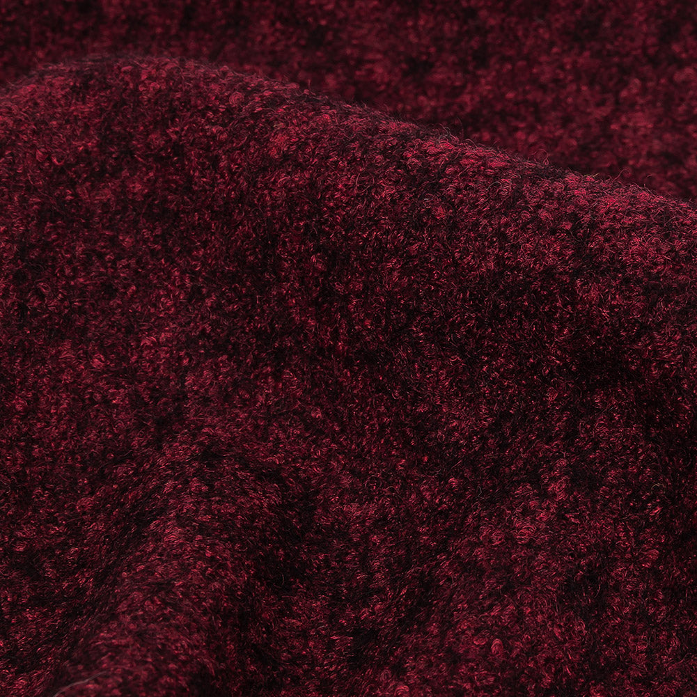 Boiled Wool Coating Fabric - Marbled Windsor Wine Red - Ketil Collection