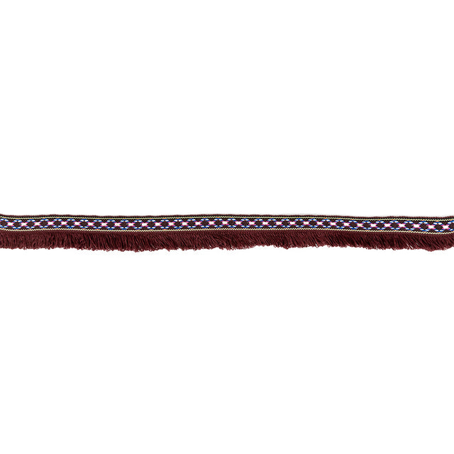 Multicolored and Burgundy Tribal Brushed Fringe Trim - 1.125"