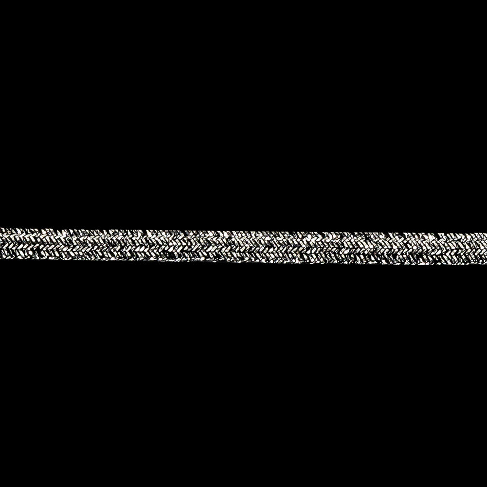 Black and Silver Soutache Flat Braided Cord - 0.2" Detail