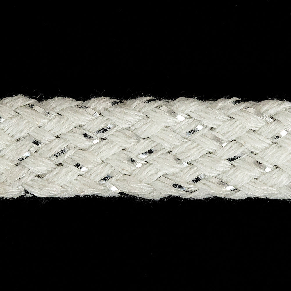 White and Silver Braided Tube - 0.625" Detail