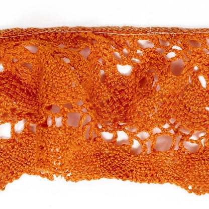 Pumpkin Orange Floral Crocheted Trim - 2.5" Detail