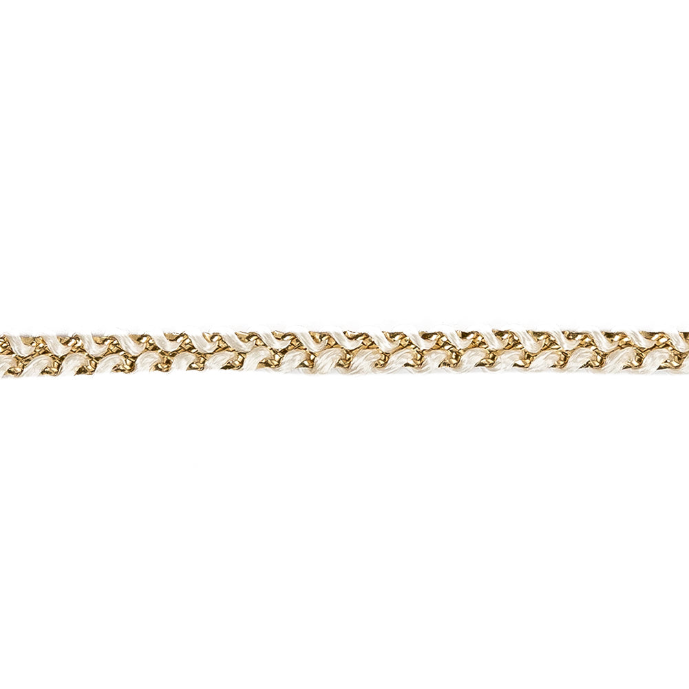 Metallic Gold and White Braided Trim - 0.2" Detail