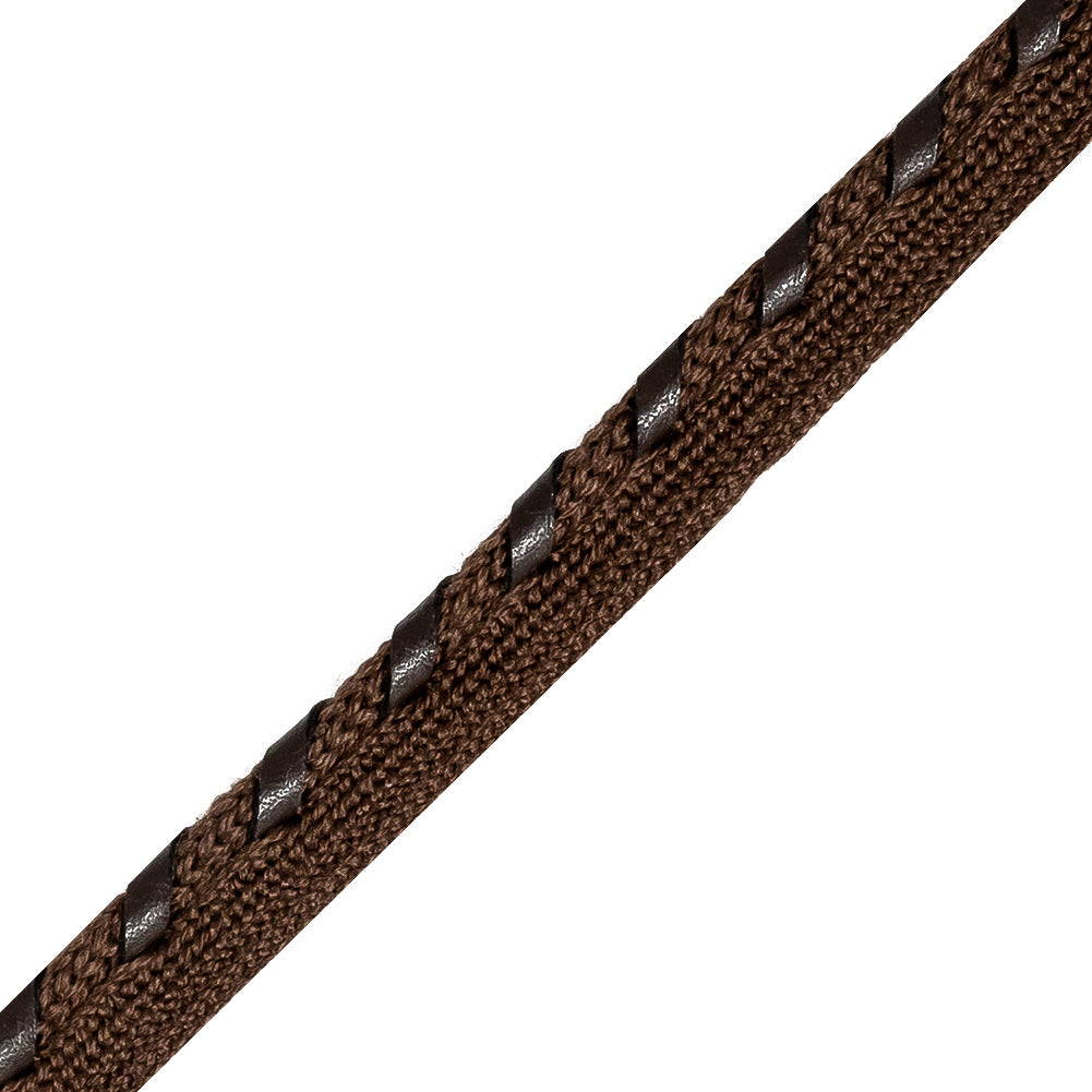 Reunion and Marrone Leather Twisted Braid with Lip - 0.4" Detail