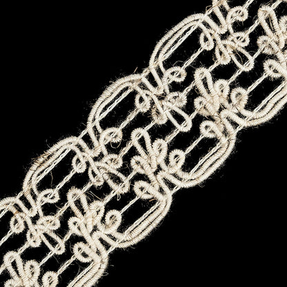 Natural Rhythmic Swirls Crochet Lace Trimming - 1.25" Detail